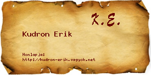 Kudron Erik névjegykártya